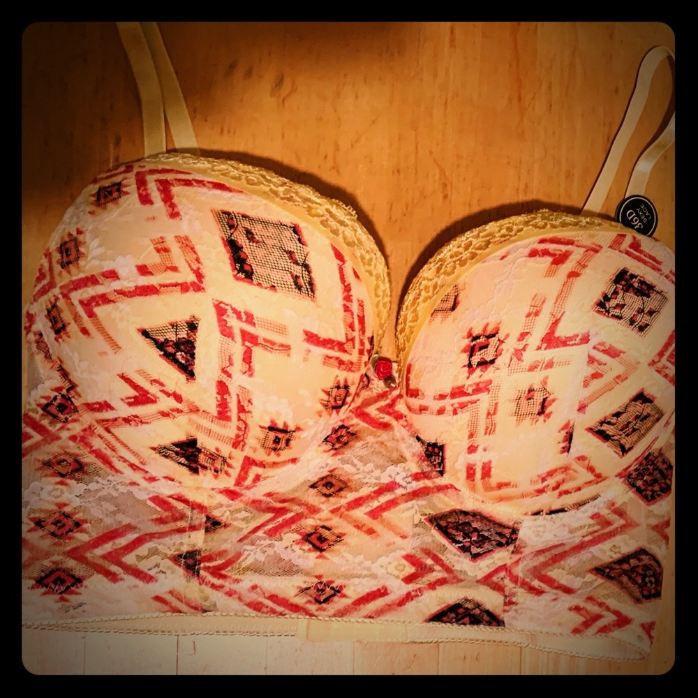 NEW Body Frosting Yellow Abstract Bra - Size 38D